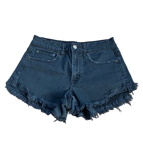 American Eagle Outfitters Pants - American Eagle Hi-Rise Festival Shorts Black Distressed Stretch Denim Size 6